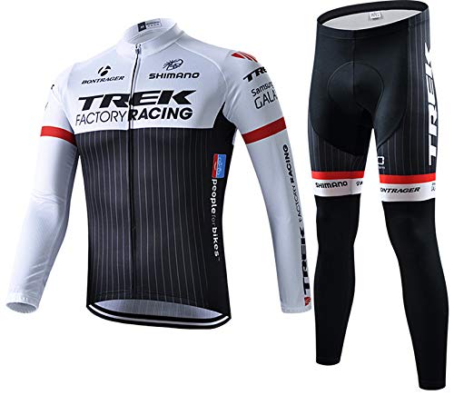 Abbigliamento Ciclismo da Uomo, Inverno Termico Vello Completo Giacca +5d Gel Pad Pantaloni Lunghi da Bicicletta (Nero, L)