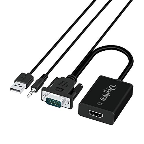 Donkey pc – Convertitore VGA a HDMI, adattatore VGA a HDMI per PC, HDMI femmina a VGA maschio 1080p con audio, compatibile con Raspberry Pi, Netflix, Webtv, MSN TV, ricevitore TDT, Miracast
