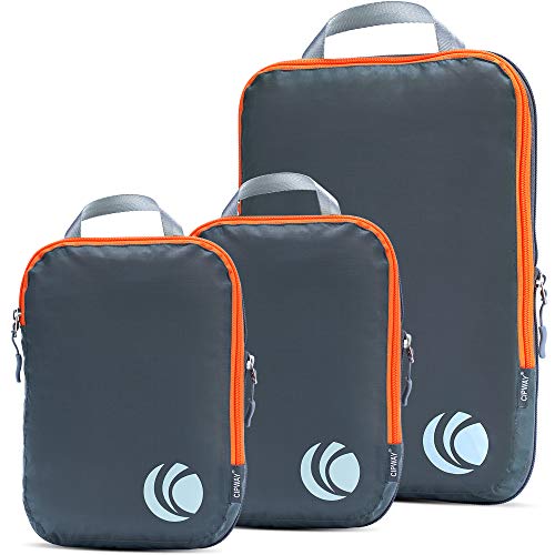 Cipway Set di cubi da imballaggio a compressione, organizer da viaggio espandibile ultraleggero per bagaglio a mano (grigio, 3 pezzi)