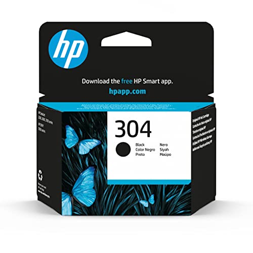 HP 304 Nero, N9K06AE, Cartuccia Originale HP da 120 Pagine, Compatibile con Stampanti HP DeskJet 2620, 2630, 3720, 3730, 3750 e 3760, HP ENVY 5010, 5020 e 5030