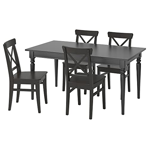 Ikea Tavolo INGATORP/INGOLF e 4 sedie, 155/215 cm, nero/marrone-nero
