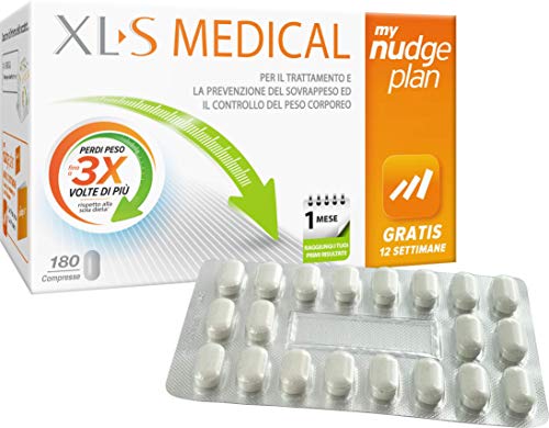 Xls Medical a Base di Litramine Compresse per la Perdita di Peso, My Nudge Plan App Incluso, 180 Compresse