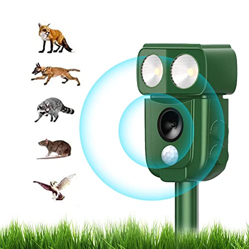 Repellente Gatti, Repellente Ultrasuoni Energia Solare IP66 Impermeabile a Frequenza Regolabile per Allontanare Animali 5 Modalità Regolabile Repeller Animali Ultrasound Repellente per Animali