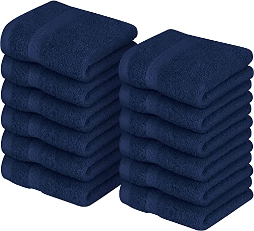 Utopia Towels - Set di 12 Asciugamani Premium/Asciugamani per Il Viso, Perfetti per l'uso in Palestra, nella Spa, nel Bidet, a Mano 30 x 30 cm, 100% Cotone (Blu Marino)