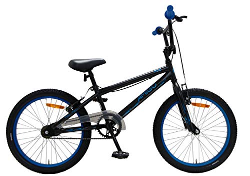 Amigo Fly - Bicicletta per bambini 20 pollici - Per ragazzi e ragazze dai 5 ai 9 anni - Bicicletta BMX con freno a mano - Nero/Blu