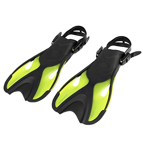Pinne da Nuoto Antiscivolo per Bambini Pinne da Immersione con Cinturino Regolabile Pinne da Nuoto con Tacco Aperto Pinne Snorkeling Attrezzatura Subacquea (Color : Green Size : Medium) (Green X)
