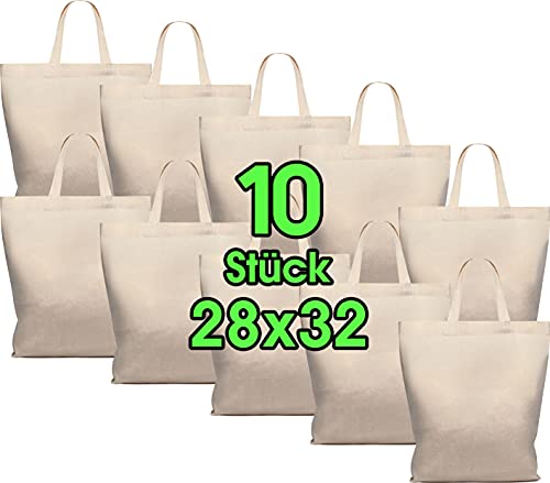 ELES VIDA 10 pezzi 28 x 32 cm borsa in cotone midi - Sacchetto di iuta - Borsa da farmacista naturale, set di borse, sacchetto regalo, certificato Oeko-Tex