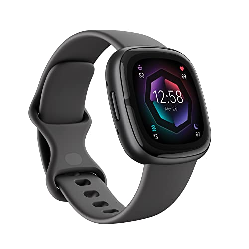 Fitbit Sense 2 Smartwatch Unisex-Adulto, GPS integrato + GLONASS, Grigio scuro / Alluminio grafite, 4.03 x 4.03 x 1.12 cm, Single