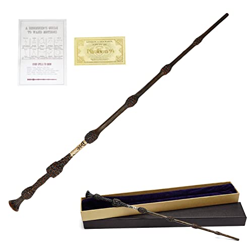 HUXIA Harry Potter Wizarding World - Bacchetta magica con carta incantesimo, ca. 40,5 cm, 67,7 g (Dumbledore)
