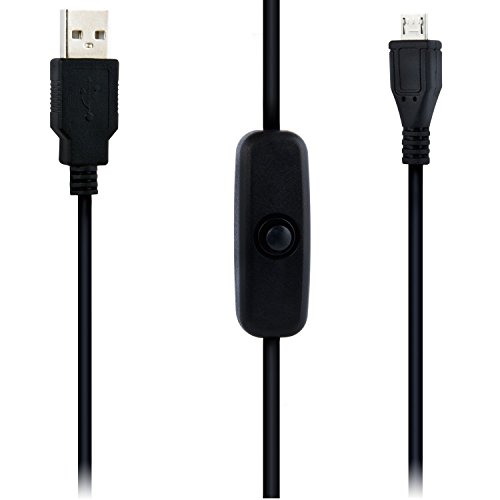 Aukru Cavo d'alimentazione Micro USB con interruttore On / Off per Raspberry Pi ,Samsung,Sony,Nexus,HTC,LG,Blackberry,Motorola,Nokia ecc Smartphones - 1.5 M (Nero)