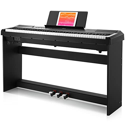 Donner Pianoforte Digitale Tastiera 88 Tasti Piano Elettrico Fullsize Semiweighted per Principianti con Supporto per Pianoforte e Pedale, DEP-10S