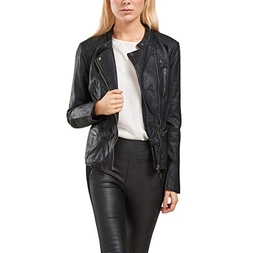 ONLY Leather Look Jacket Giacca, Black, 44 EU Donna