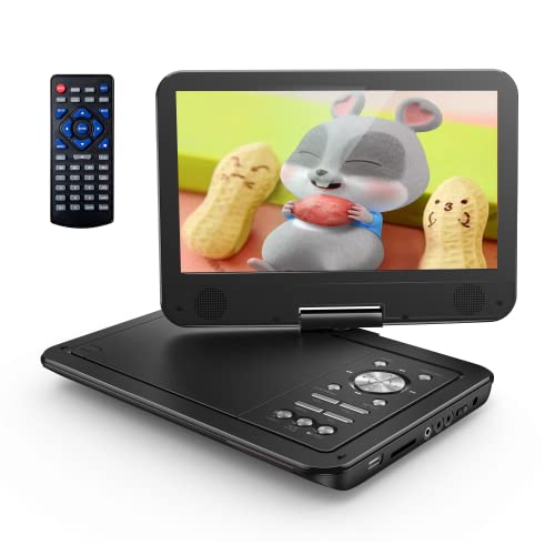 YOTON Lettore DVD Portatile da 12,5' con Schermo Girevole HD da 10,5' per Auto e Bambini, con Caricatore per Auto, Supporta 6 Ore di Batteria Integrata e USB/scheda SD/sincronizzazione TV