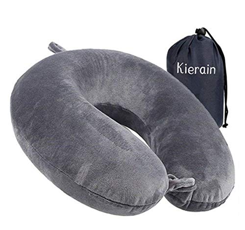 Cuscino da viaggio - Cuscino di supporto per cuscino per il collo in memory foam, pacchetto rapido compatto e leggero di lusso per il campeggio, cuscino per dormire (grigio)