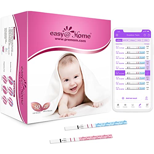 Easy@Home 50 Test Ovulazione e 20 Test Gravidanza, Aumenta le tue Probabilità di Rimanere Incinta, Altamente Preciso, Combinato con APP Premom Monitor Donna Fertilità