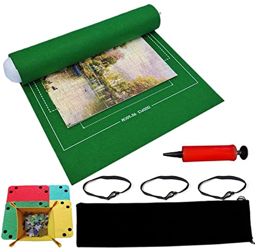 BangShou 66 * 118 cm Puzzle Mat Tappeto Professionale per Puzzle Puzzle Pad Tappeto in Feltro per Puzzle Fino a 1500 Pezzi (Verde)