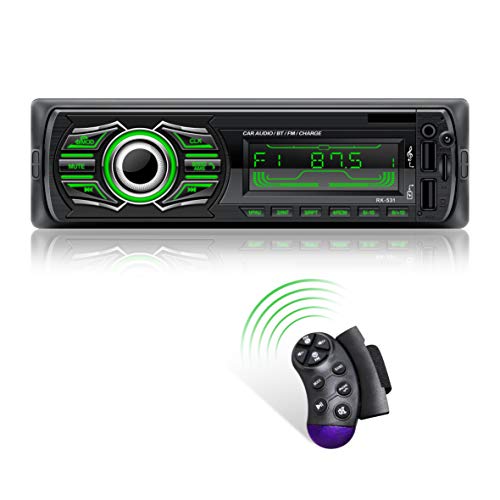 X-REAKO Autoradio Bluetooth, Stereo Auto supporto Bluetooth Chiamata Vivavoce Lettore MP3 Radio FM, con due porte USB, Volante Telecomando, supporto AUX/TF/Carica rapida