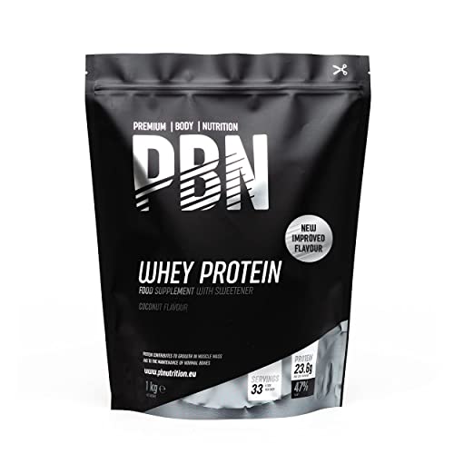 PBN - Premium Body Nutrition Siero di Latte in Polvere, 1 Kg (Pacco da 1), Sapore di Cocco, Gusto Ottimizzato