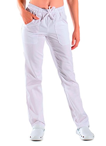 Isacco 044000-M Pantalone in cotone 100% con elastico, bianco, medio, 190 gr / m2