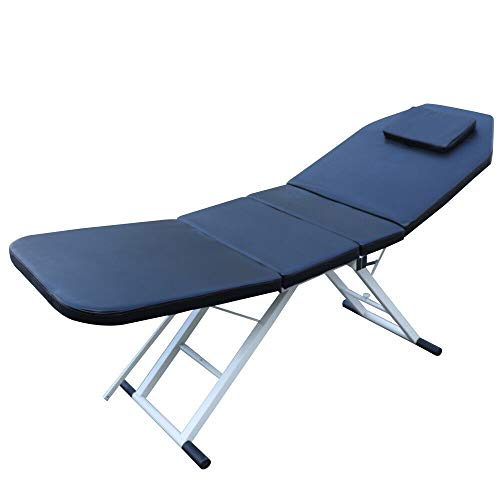 OUKANING Lettino da massaggio pieghevole,Letto di bellezza tavolo da massaggio mobile tavolo da massaggio panca da massaggio 3 zone (nero)