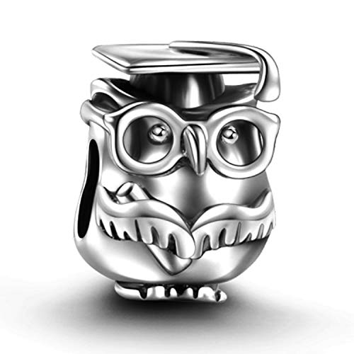 Lovans Argento 925 Cuore Charm Bead per bracciali Pandora Regalo Festa della Mamma (Owl)