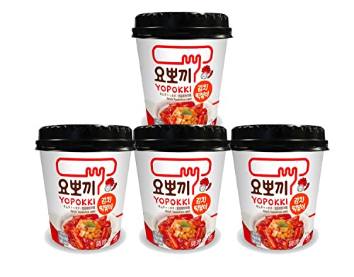 MiFan Tteokbokki Box - Yopokki Cup Pacchetto Starter Gnocchi di Riso Coreano (Salsa Kimchi 4 Pezzi)
