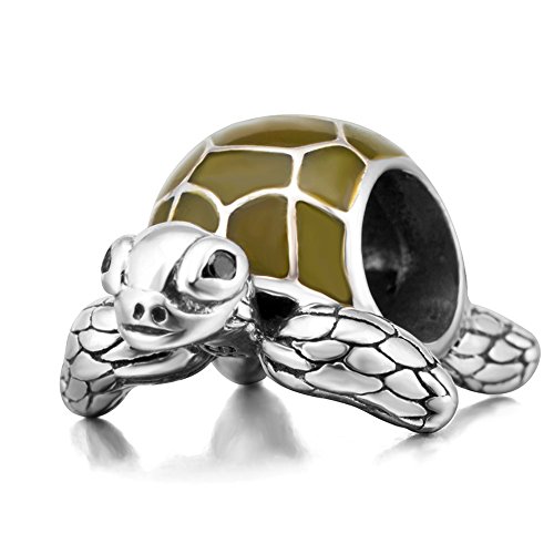 Aolala - Ciondolo a forma di tartaruga, con tartaruga, in argento Sterling 925, stabilità, pazienza e protezione, adatto per braccialetti da donna, colore: Verde, cod. Sea Turtle Charm