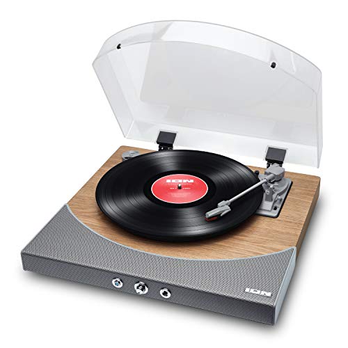 ION Audio Premier LP – Giradischi con Soundbar, Bluetooth, Uscite RCA, Presa Cuffie, Conversione USB e Velocità 33, 45 e 78 giri - Finitura in Legno