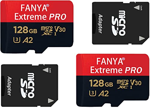 128GB Scheda di Memoria Micro SD confezione da 2, U3 A2 4K Scheda MicroSDXC Giga Classe 10 UHS-I Scheda SD Memory Card TF Card Alta Velocità Fino a 90MB/s,Micro SD Card per Telefono,Videocamera,Gopro