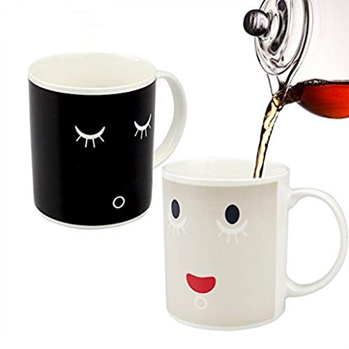 Tazza magica sensibile al calore che cambia colore caffè tè acqua tazza mattina sveglia sorridente tazza ceramica per regalo di compleanno