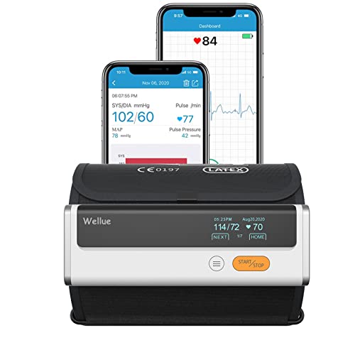 Wellue Armfit Plus Misuratore di Pressione Con Funzione ECG, Misuratore di Pressione Sanguigna da Braccio, Connessione Bluetooth App per iOS e Android