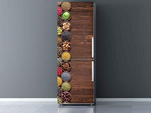Oedim Vinile per frigorifero Spezie Fondo legno 60 x 185 cm | Adesivo resistente ed economico | Adesivo decorativo dal design elegante