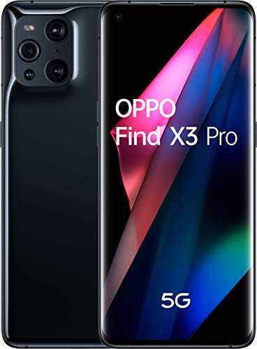 OPPO Find X3 Pro Smartphone 5G, Qualcomm 888, Display 6.7''QHD+AMOLED 120Hz, 4 Fotocamere 2 * 50MP, RAM 12GB+ROM 256GB, 4500mAh, WiFi6, Dual Sim, [Versione Italiana], Black