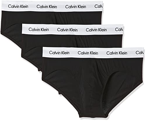 Calvin Klein 3p Hip Brief Slip, Nero (Dark/Grey), L (Pacco da 3) Uomo