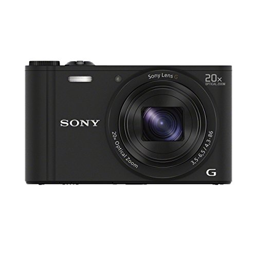 Sony DSC-WX350 Fotocamera Digitale Compatta Travel con Sensore CMOS Exmor R da 18.2 MP, Ottica Sony G 25-500 mm, Zoom Ottico 20x, Video Full HD, Nero