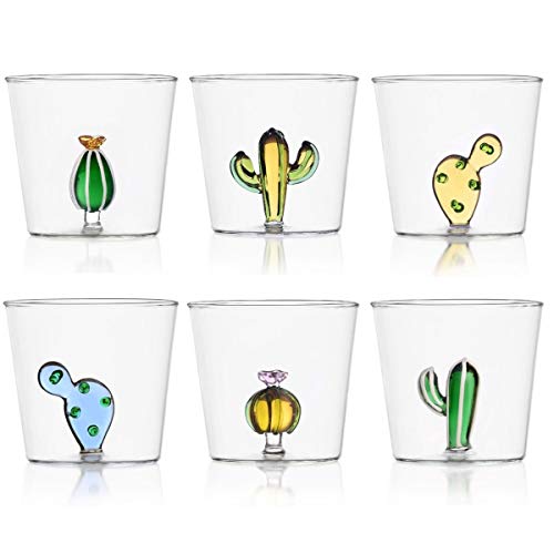 Ichendorf Set 6 Bicchieri da Acqua Decorati Cactus Desert Plants