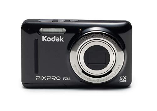 KODAK - PIXPRO FZ53, Fotocamera digitale nera - 16MPX - LCD 2,7'/6,82 cm - Zoom 5X Opt - Angolo 28 mm - Video HD 720P - USB 2.0 - Stabilizzatore di immagine