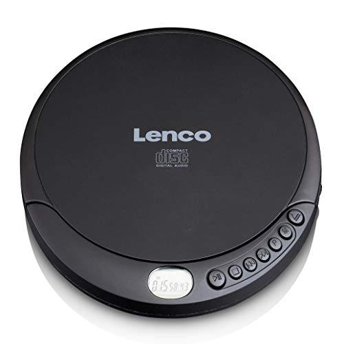 Lenco CD-010 Walkman lettore CD portatile con cuffie e cavo di ricarica micro USB, Nero