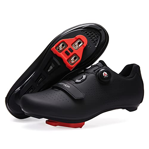 Scarpe da Ciclismo da Uomo, da Donna, per Mountain Bike, compatibili con Shimano SPD & Look Delta, compatibili con Peloton Bike Shoes, Tutto Nero 43 EU