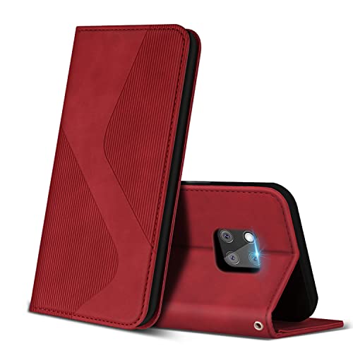 ZONNAVI Cover per Huawei Mate 20 PRO, Flip Custodia Pelle PU con [Slot Cart] [Supporto Stand] [Magnetica], Cover a Libro Portafoglio per Huawei Mate 20 PRO (Rosso)