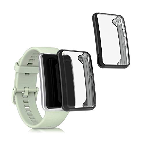 kwmobile Set 2x compatibile con Huawei Watch Fit Cover Protettiva - Custodia Full Body Smartwatch - in Silicone - nero