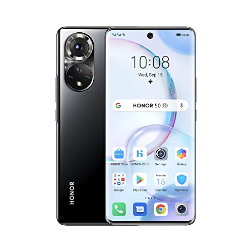 HONOR 50 5G Smartphone 6+128 GB, con fotocamera da 108 MP, display OLED da 6,57'' a 120 Hz, Qualcomm SnapdragonTM 778G, 4300 mAh, Android 11 GMS, Versione EU+, Dual SIM, Midnight Black