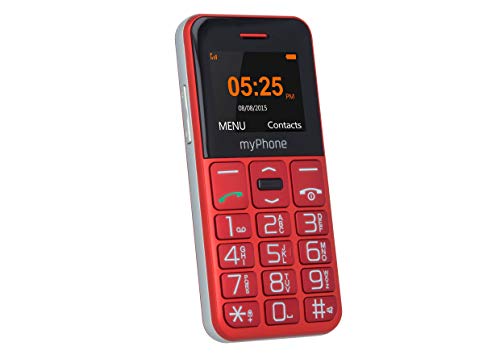 MP myPhone Halo Easy, cellulare, telefono anziani, telefono chiave, Pulsante SOS, schermo a colori, grande schermo da 1,77”, chiavi grandi, batteria 1000 mAh, bluetooth, torcia elettrica, rosso