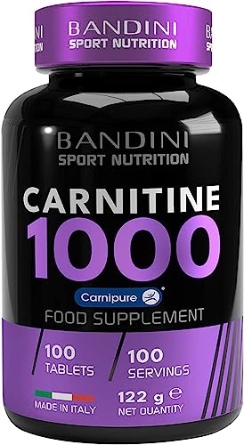 Bandini® L CARNITINA 2000-100 compresse con Carnipure® (100 dosi, 100 giorni) - Integratore Alimentare a base di L-Carnitina Tartrato - Carnitina Compresse 1000 - Prodotto in Italia
