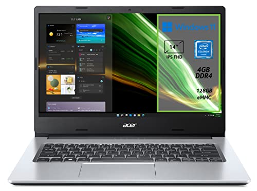 Acer Aspire 1 A114-33-C90V Notebook Con Processore Intel Celeron N4500, Ram 4 GB DDR4, eMMC 128 GB, Display 14' IPS FHD LED LCD, Scheda Grafica Intel UHD, Argento