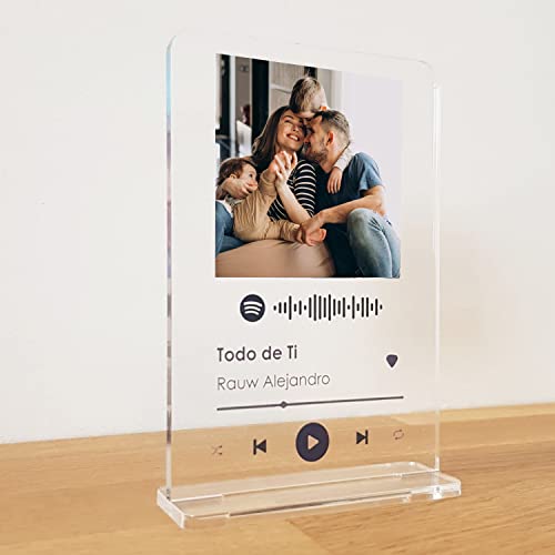 Piastra Spotify personalizzata, decorativa, con codice per riprodurre la canzone preferita, piastra in metacrilato con foto (10 x 15 cm)