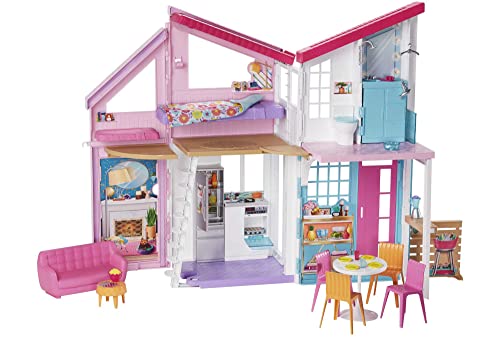Barbie - Casa di Malibu - Casa di Barbie Malibu - Playset Trasformabile con Plug-and-Play - Oltre 25 Accessori - 60 Cm - Regalo per Bambini da 3+ Anni, FXG57 [Esclusivo Amazon]