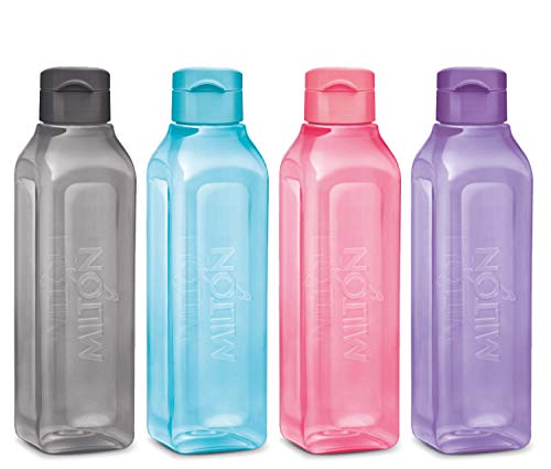 Bottiglia di acqua sportiva quadrata Juice Box 4 Set 907,2 g, ideale per succhi di latte, frullati, plastica, riutilizzabile, a prova di perdite, per borse scolastiche, scatole per il pranzo,