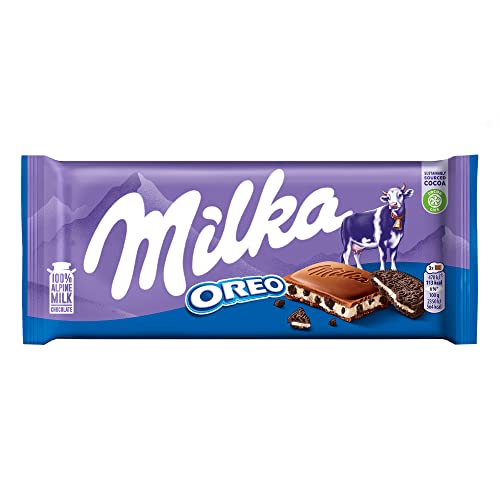 Milka Oreo Tavoletta di Cioccolato al Latte 100% Alpino Ripieno di Crema Oreo - 100g