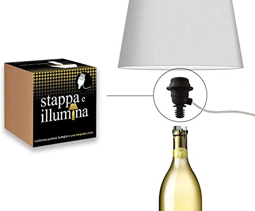 Stappa e Illumina Trasforma Bottiglie in lampade in 30 Secondi - per Bottiglie Magnum - portalampada per Bottiglia - Kit Lampada Bottiglia - Magnum Champagne